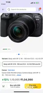 Canon EOS R10 mirrorless Camera