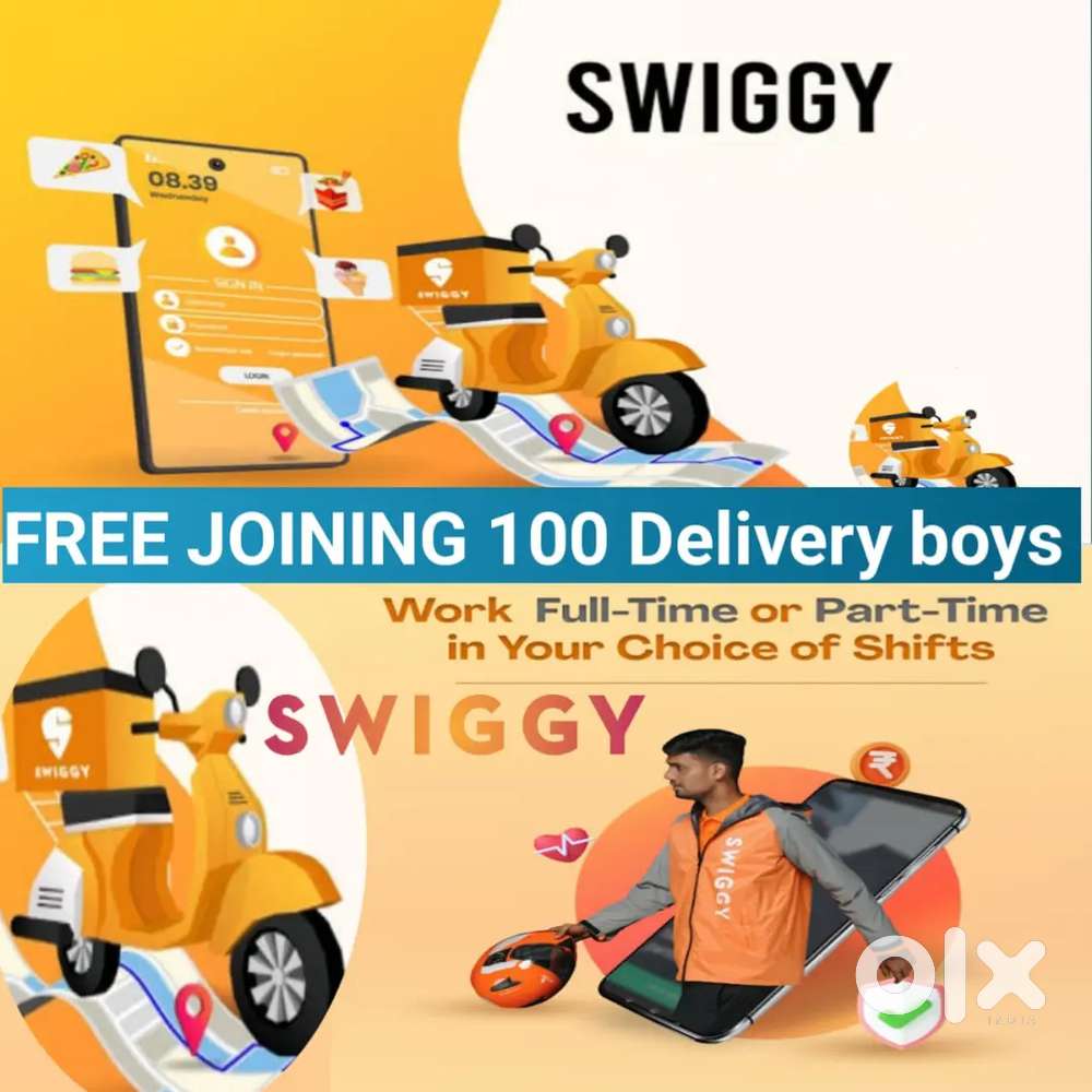 FREE JOINING 100 Delivery boys Swiggy Food Delivery jobs