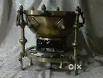 Antique pure bronze solid very heavy big cooking vessel with stand
