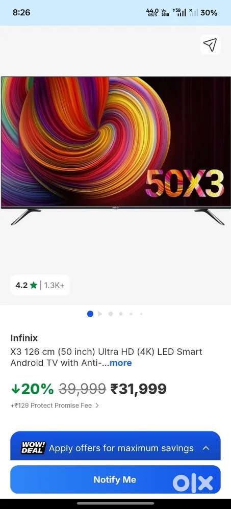 Infinix tv x3 (50inch) 4K ultra HD