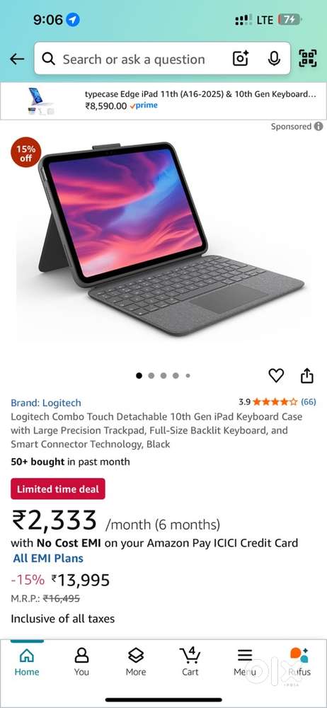 Ipad 11/10 th gen keypad by logitech combo touch