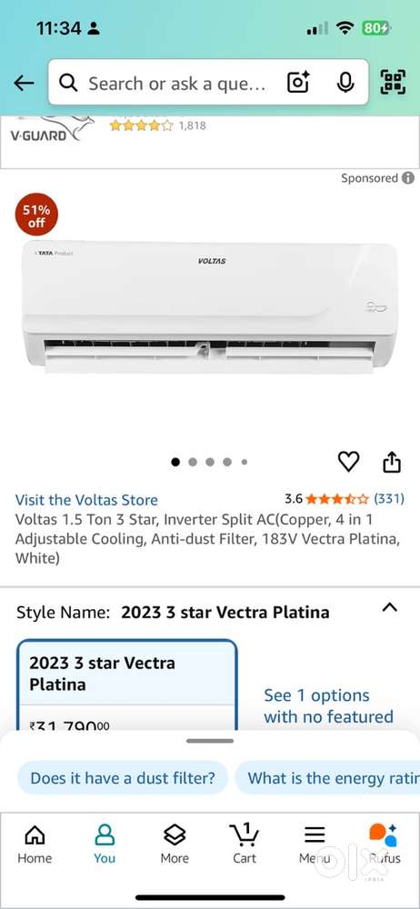 Voltas 1.4ton 2yr old for sale