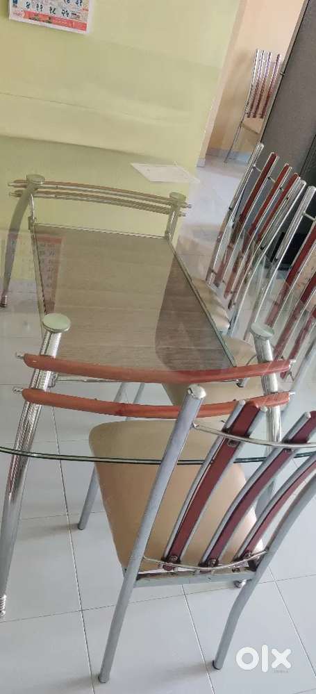 Dining table 4x6 glass top with 6 chairs