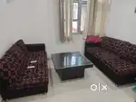 Sofa with Wood Table and Glass