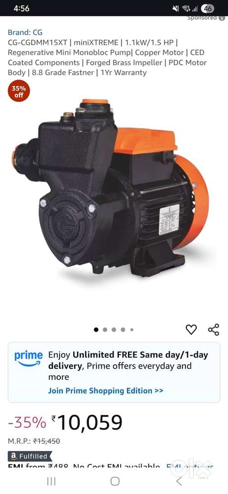 Crompton 1.5 HP in new condition