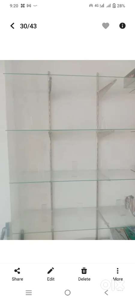 Glass rack length is 36inch and width is 12inch