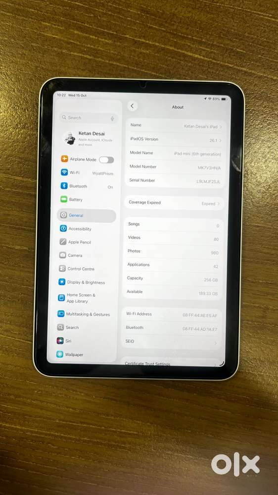 iPad Mini 6 256GB Wifi in top condition