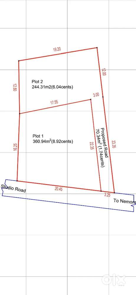 6 cent plot for sale in corporation area in  studio road ,back plot!