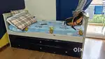 Single Size Trundle Bed with 1 Extra Pullout Bed