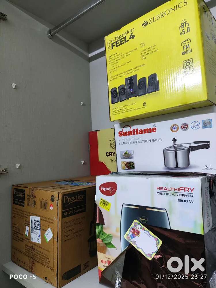 Zebronics home theatre, prestige mixer, pigeon airfryer