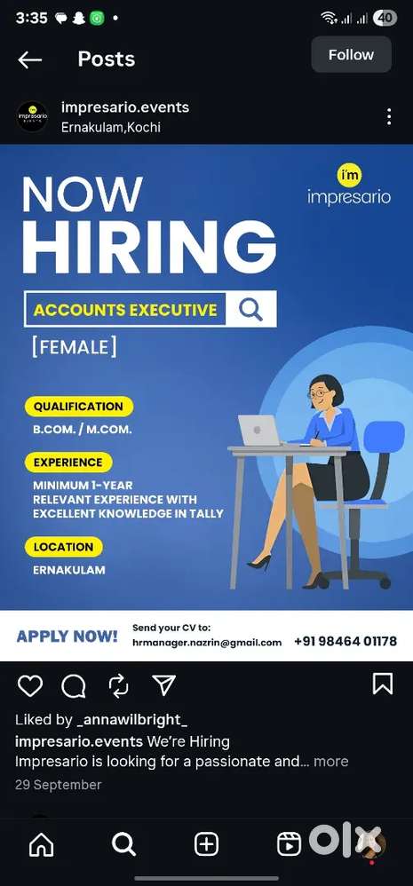 1yr accountant,tally,vendors handling/Vedio editing, Graphic designing