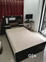 Queen size bed with new matress with storage