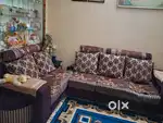 Maroon and baige sofa