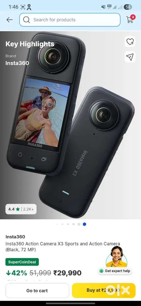 Insta360 Action camera X3 Sports  with accessories