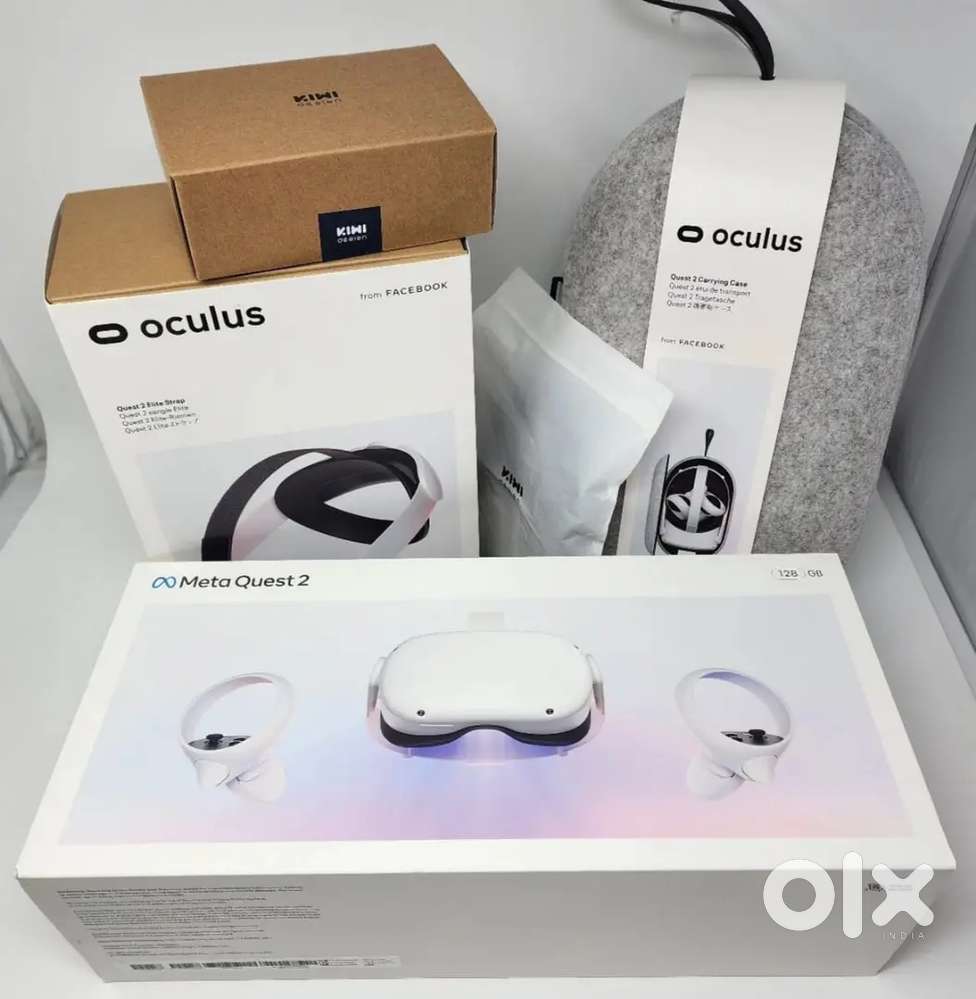 Meta Quest 2 VR Headset 128GB Bundle, Elite Strap, Case, Grip Covers,