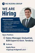 Sales Manager – Industrial, B2B Export & Govt. Tenders (Kolkata)