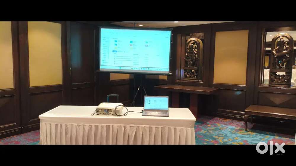 Sound system with projector and Tripod screen rentals in mumbai
