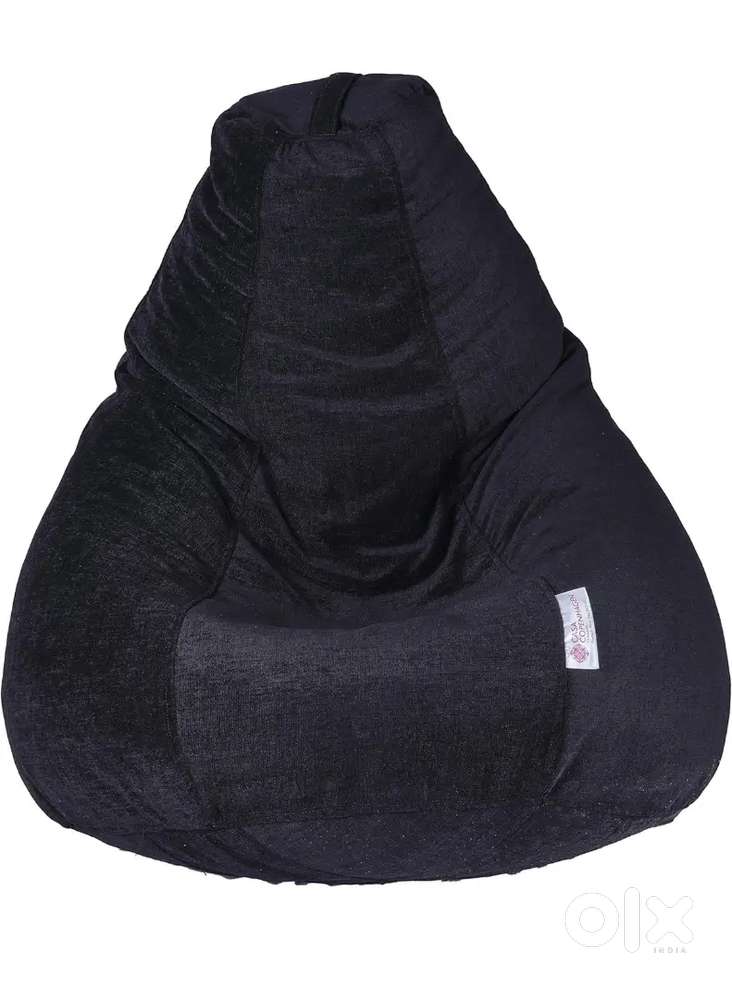 Premium Designer Fabric Bean Bag, New, Filled with Beans, 5XL  Black