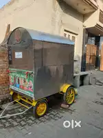 Steel food cart with bike tochan system sara kaam andar bath k kro