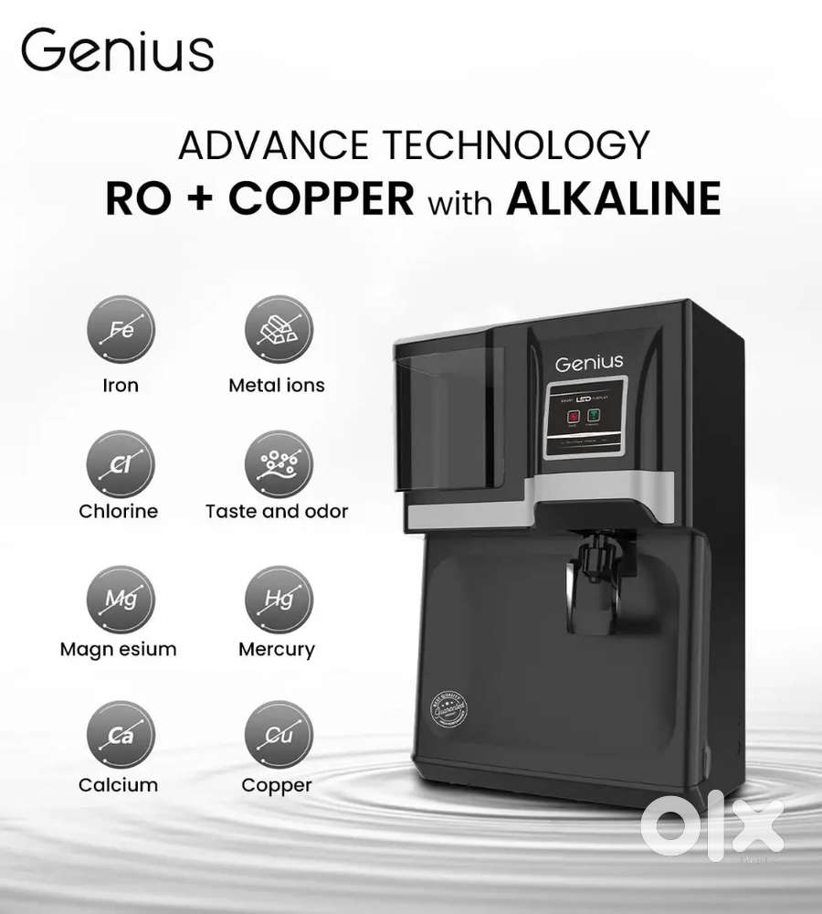 New Ro water purifier one year warranty alkaline copper installation