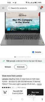 2 year ADP warranty Lenovo IdeaPad slim 3 intel core i3 8GB/513GB SSD)