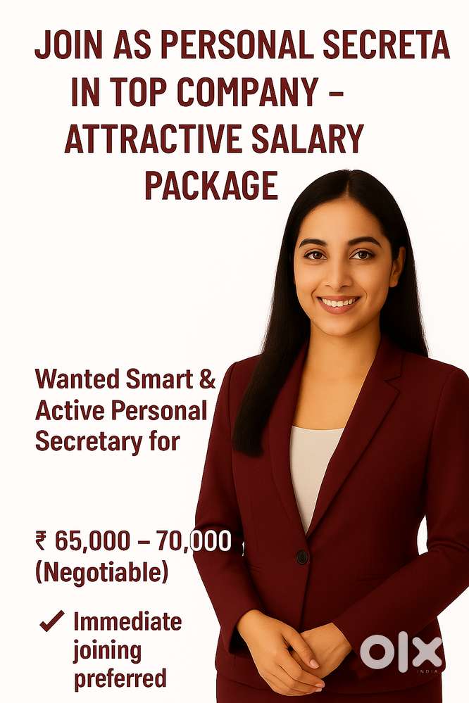 Wanted Female Personal Secretary – Attractive Salary &  Immediate Join