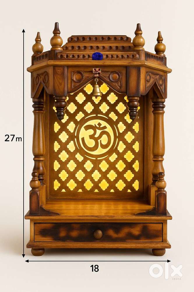 सागवान लकड़ी का   मंदिर बैकलिट पैनल और स्थानिक प्रकाश के साथ