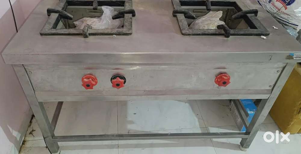 New stainless steel commercial two burner gas stove