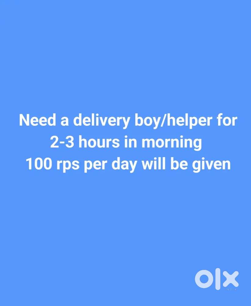 Delivery boy/helper for 3 hours in morning