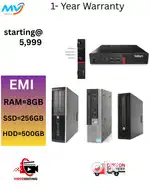 Hard disk - 500GB  Monitor - 22-inch  Keyboard Mouse  SSD - 128GB