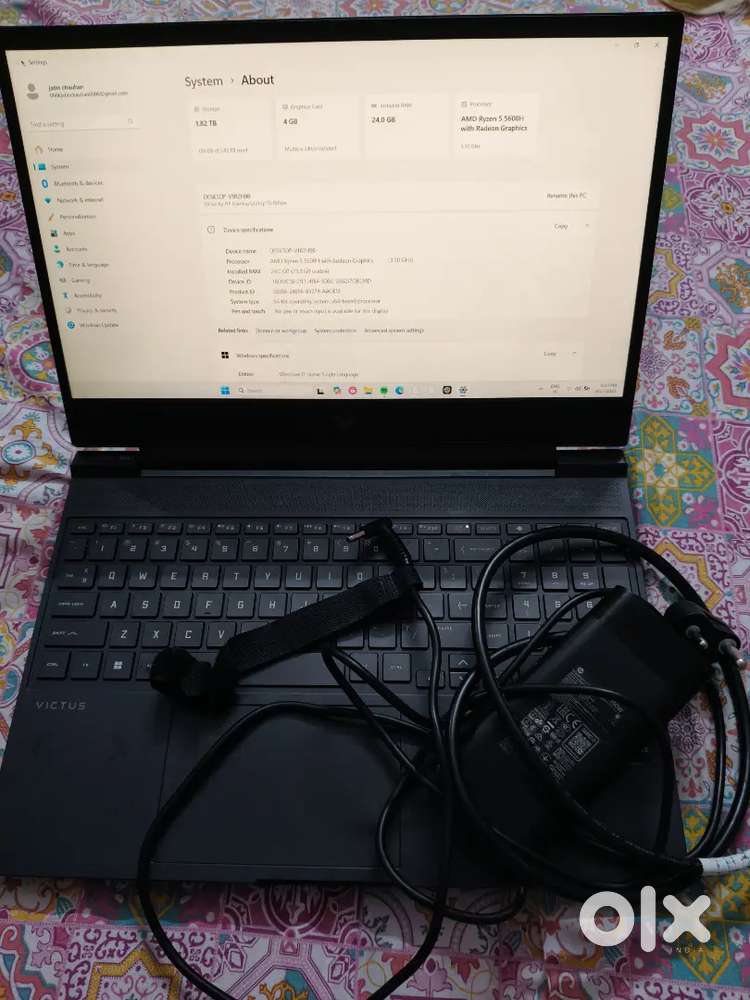 HP Victus Gaming Laptop - Rysen 5 5600 H Nvidia GTX1650 24 GB RAM