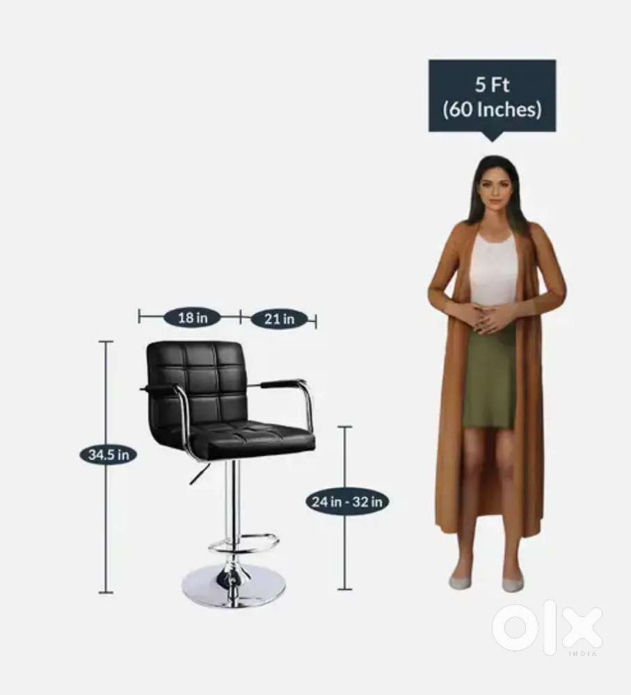 Black Adjustable Height Bar Stool with 360 Degree Swivel
