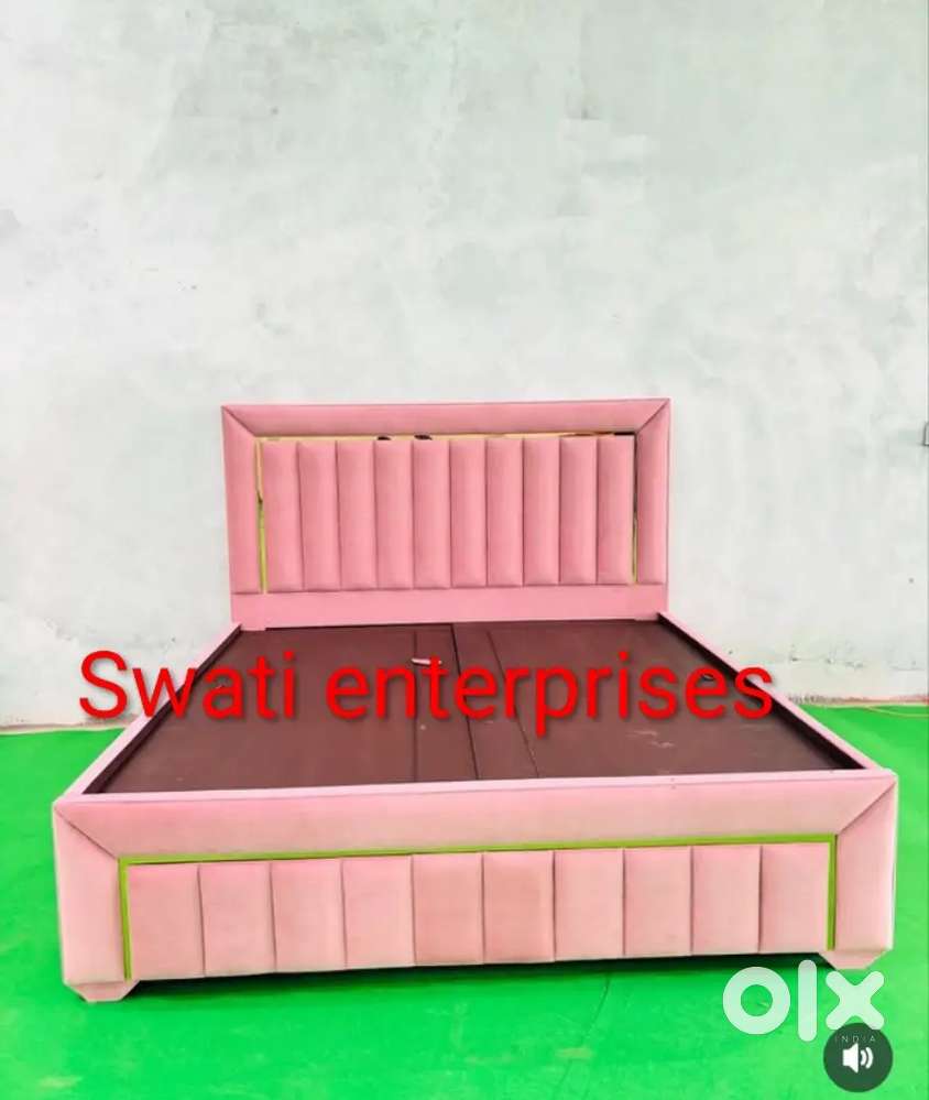 New design wooden cushion headboard double bed storage box