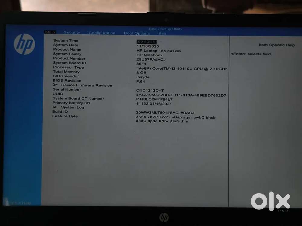 HP laptop I3-10GEN 15 inch Screen