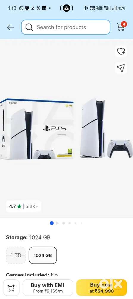 PS5 Slim Disc Edition–Excellent Condition with all Accessories & Bill