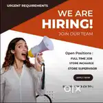 Full time job Helper store Keeper and supervisor