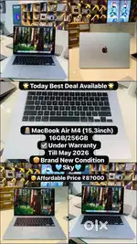 MacBook Air M4 (15.3inch) 16GB/256GB Under Warranty  Till May 2026