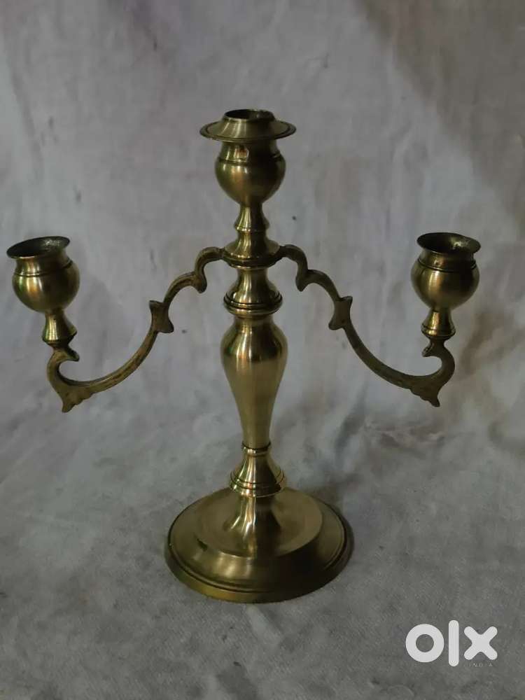 Antique pure brass solid heavy three in one candle stand 26/25 cm.