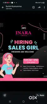 Need efficient and active sales girls required at inara collection