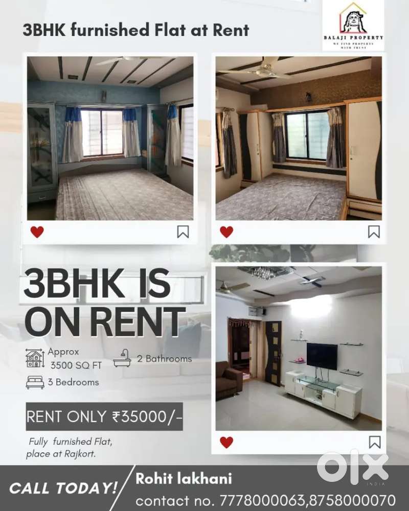 Fine good looking 3 bhk luxury flat rent and luxury apartments