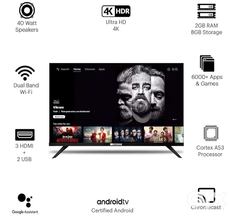 Kodak (50 inches) 4K Ultra HD Smart Android LED TV
