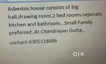 Asbestos house for rent at chandrayan gutta
