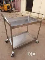 stainless steel trolley with (4×4 Wheels) neat condition For Sale