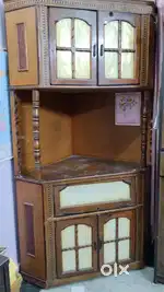 VINTAGE CORNER CABINET AND COMPUTER TABLE
