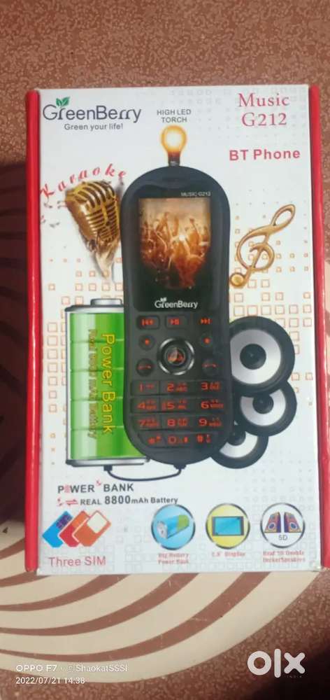 Green Berry Music G212 With Power Bank 8800mah, 3 SIM Card + SD Card