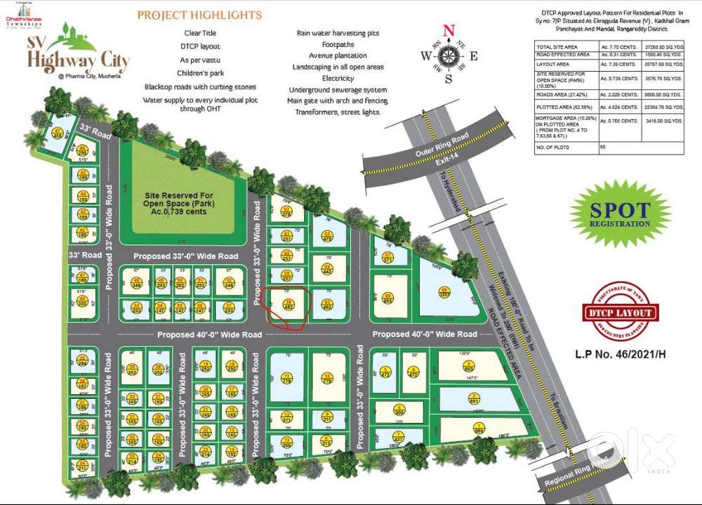 DTCP Approved 208 sq.yd Plot for Sale in SV-Highway City @ Pharma City