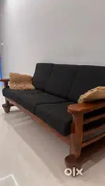 3-Seater Wooden Sofa – Gently Used (Only 10 Months Old)