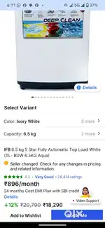 IFB Top load 6.5 kg washing machine