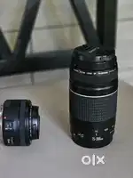 Canon 50 mm lens , 75 - 300 mm lens