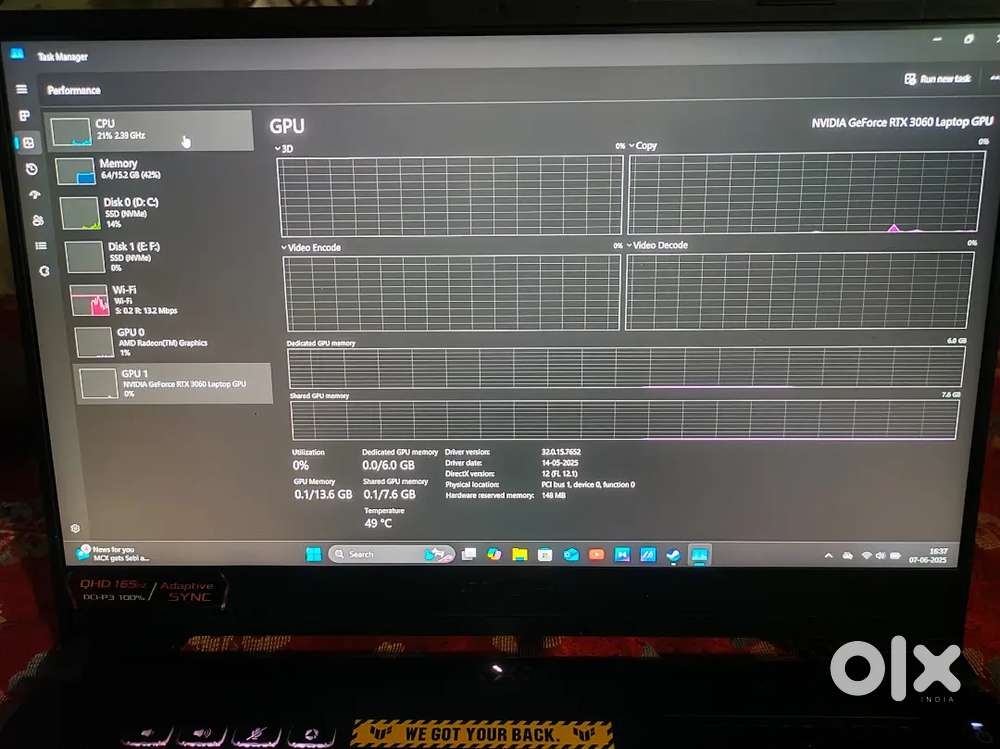 Asus tuf a15 gaming rtx 3060 under warranty until april 2026
